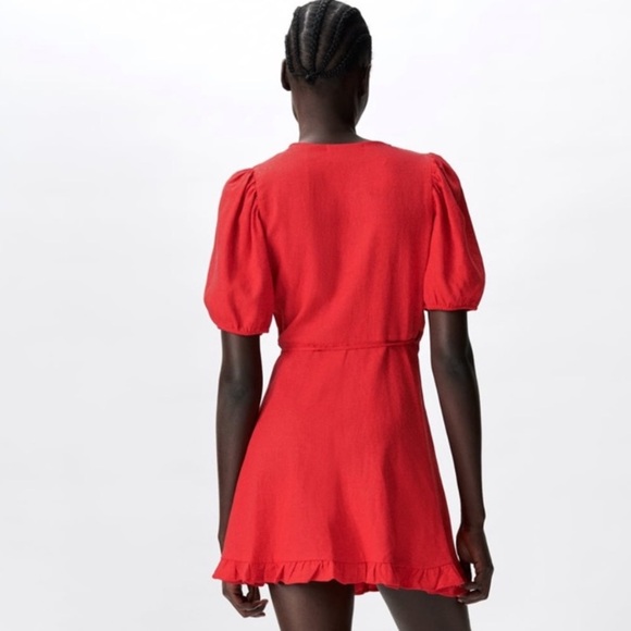 Zara ruffle red wrap dress - Picture 2 of 9